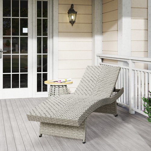 Rattan sun lounger rolling - rattan,