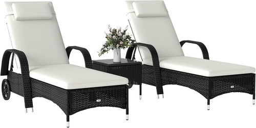 Rattan sun lounger set 2 - rattan, of