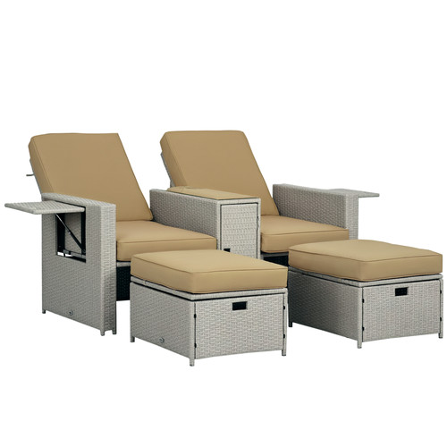Outsunny recliner rattan sun - outsunny,