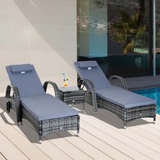 Outsunny Rattan Sun Lounger