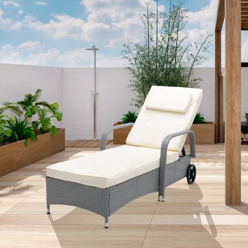 Rattan sun lounger bed - rattan,