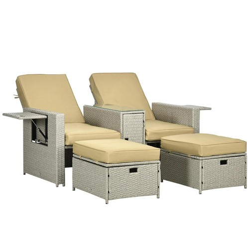 Recliner rattan sun lounger - sun,
