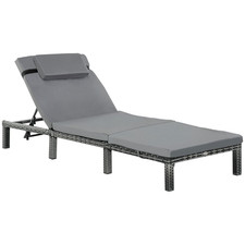 Grey Rattan Sun Lounger