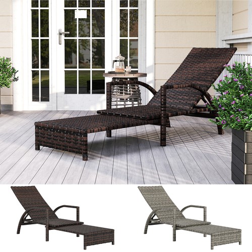 Rattan sun lounger with - lounger,