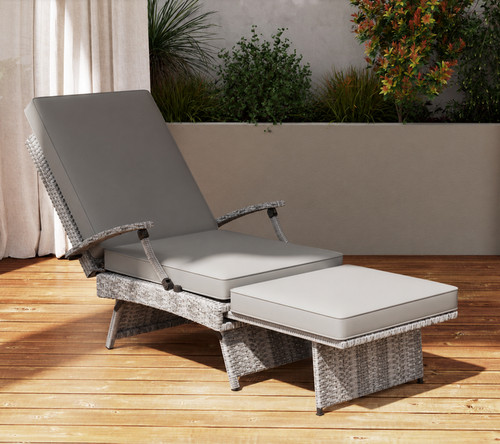 Rattan sun lounger grey - rattan,