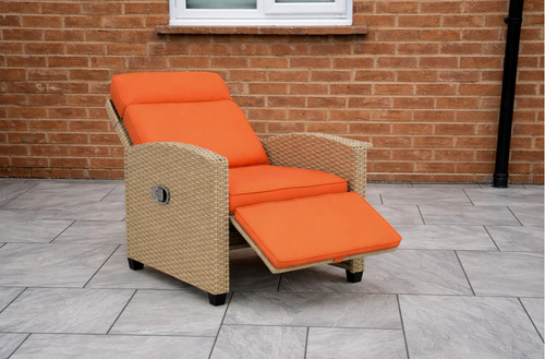 Rattan garden recliner - recliner, chair