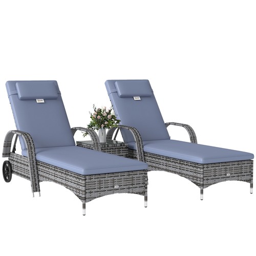 Outsunny pcs rattan lounger - 3,