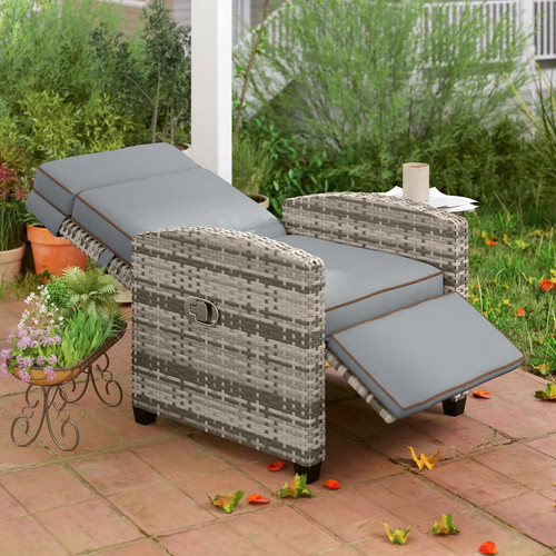 Rattan garden recliner chair - rattan,