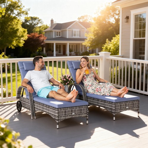 Rattan sun lounger - sun, set