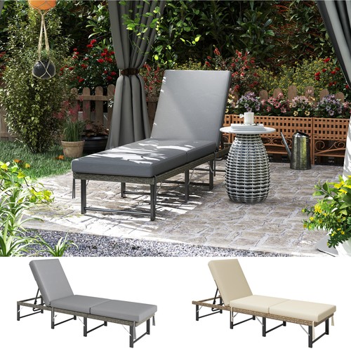 Rattan sun lounger foldable - rattan,