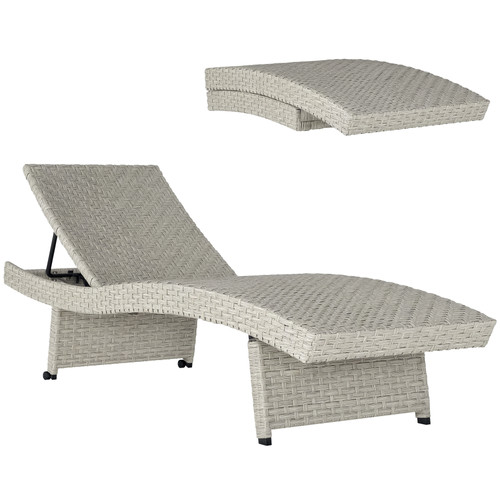 Outsunny rattan sun lounger - pe,